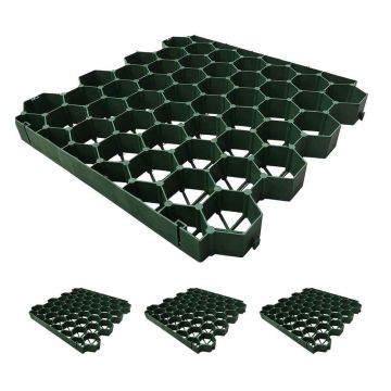 Пластиковые газонные решётки Relaxdays, 4 шт., 1 м², 4 × 50 × 50 см