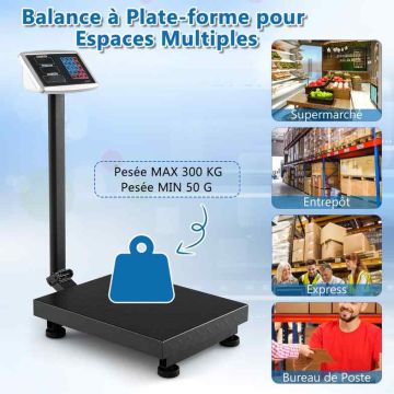 Platform scales, 0.05–300 kg, Black, 65 × 83 × 40 cm