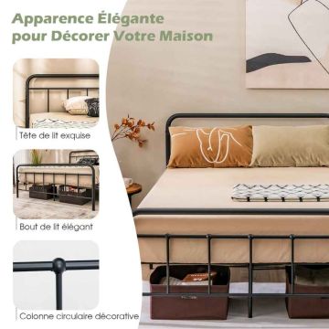 Platform bed frame, Black, 208 × 164 × 102 cm