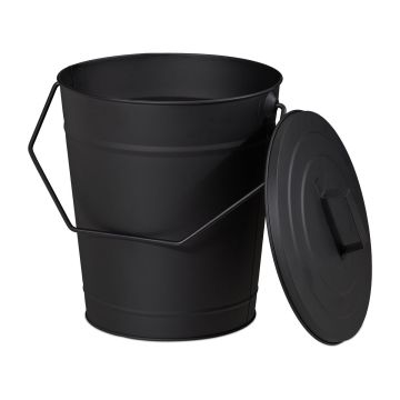 Plieninis pelenų kibiras su dangčiu ir rankena, 30 l