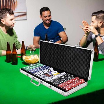Poker set, 500 chips, 56 × 20 × 6.5 cm