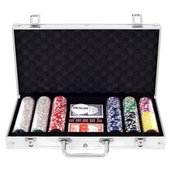 Poker chip set, 300 pcs, 38.5 × 20.5 × 6.5 cm