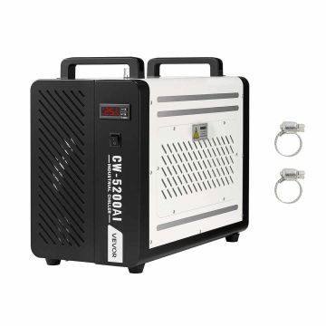 Tööstuslik veejahuti VEVOR CW-5200AI, 7 l paak, 38,5 × 53 × 65 cm