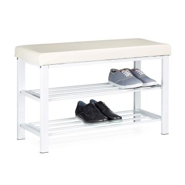 Esiku jalanõupink Relaxdays, 2 riiulit, Valge, 81 × 49 × 31 cm