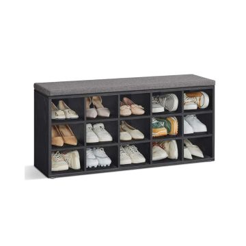 Esiku jalanõudepink VASAGLE LHS15WT, 15 sektsiooni, valgehall, 105 × 48 × 30 cm