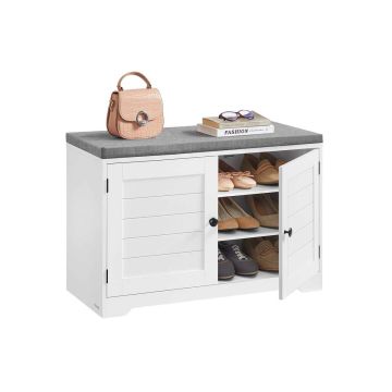 Esiku jalanõupink VASAGLE LSB034, 3 tasandit hoiuruumiga, Valge/hall, 81 × 35,5 × 52,5 cm