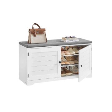 Esiku jalanõupink VASAGLE LSB044, 3 tasandit hoiuruumiga, Valge/hall, 101 × 35,5 × 52,5 cm