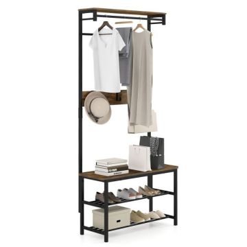 Hallway rack, with bench and shoe shelves, 80 × 32 × 169 cm