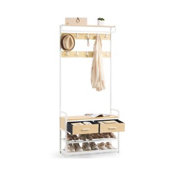 Esikukandur VASAGLE, jalanõupingi ja 2 sahtliga, tammevalge, 30 × 80,4 × 181,6 cm