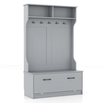 Hallway set, 5 double hooks, 2 shelves and cabinet, 100 × 160 × 40 cm