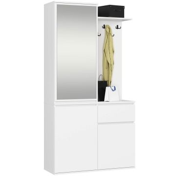 Комплект мебели для прихожей ENTRO PK, 3 дверцы и 1 ящик, белый, 95 × 183 × 35 см