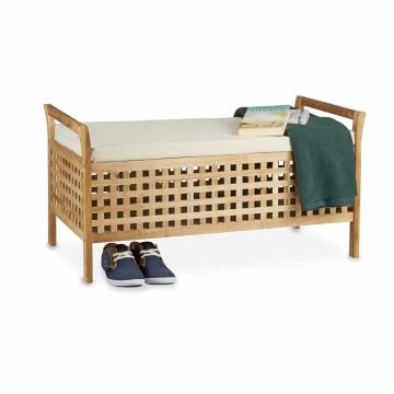 Esikupink Relaxdays 10020149.0, 2 istekohta hoiukastiga, Pruun, 92,6 × 46,5 × 49 cm