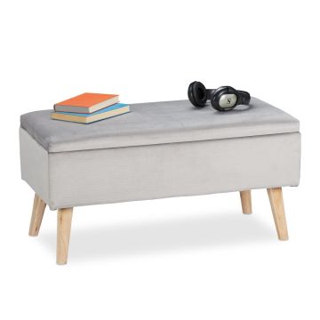 Скамья для прихожей Relaxdays 10034483_940, С местом для хранения, Серый, 80 × 41 × 40 см