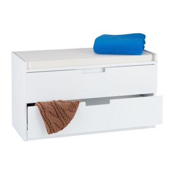 Esikupink Relaxdays, hoiuruumi ja 2 sahtliga, Valge, 80 × 45 × 36 cm