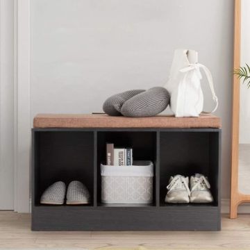 Hallway bench, 3 storage compartments, 80.01 × 35.56 × 46.99 cm