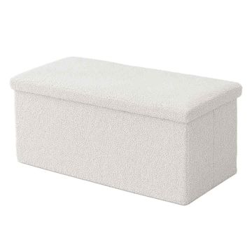Банкетка для прихожей Relaxdays, вместимость 80 л, Белая, 38 × 76 × 38 см