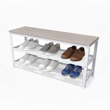 Esikupink Relaxdays, XL, 2 riiulit, valge/hall, 100 × 45 × 30 cm