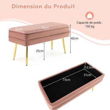 Entrance bench, with storage compartment, 78 × 42 × 36 cm