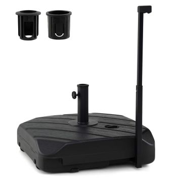 Refillable pool umbrella stand with wheels and telescopic pull rod, 211 kg