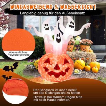 Inflatable Halloween decoration, pumpkin and 3 ghosts, 140 × 182 × 90 cm