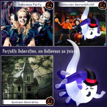 Inflatable Halloween decoration, ghost in demon's hand with LED lighting, 140x90x190 cm