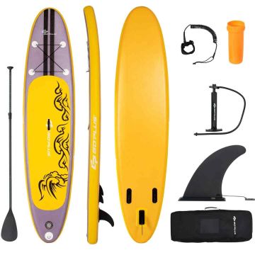 Inflatable paddle board, with removable fin, Yellow, 335 × 76 × 15 cm