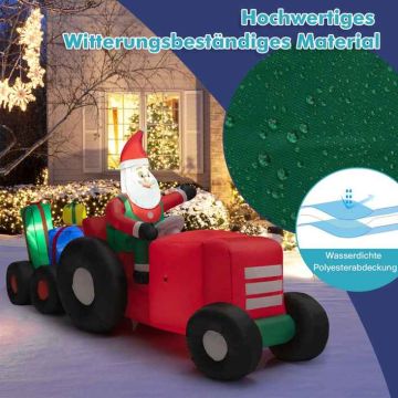 Inflatable Christmas decoration, Santa Claus on a tractor with gifts, 270 × 95 × 150 cm