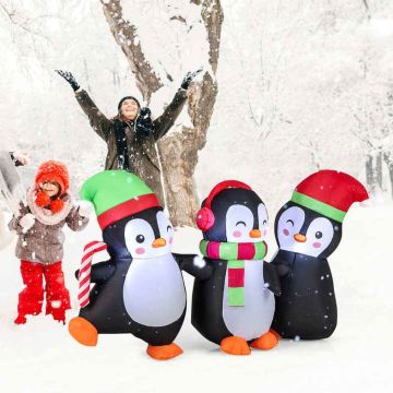 Inflatable Christmas decoration, penguin family with LED lights, 170 × 56 × 98 cm