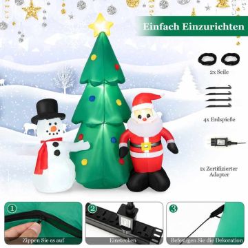 Inflatable Christmas decoration, Snowman, Santa Claus and Christmas tree, 130 × 85 × 185 cm