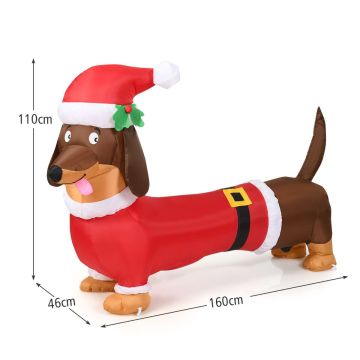 Inflatable Christmas dog decoration, 160 × 46 × 110 cm