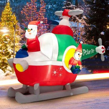 Inflatable Santa Claus decoration with helicopter, 180 × 150 × 120 cm