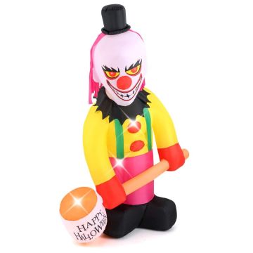 Inflatable clown decoration with hammer, 3 LEDs and 2 flashing eyes, 180 × 120 × 240 cm
