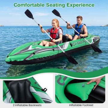 Inflatable PVC kayak, 3 air chambers, 2 places, 350.52 × 76.2 × 45.72 cm