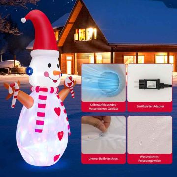 Inflatable snowman decoration, 150 × 240 × 90 cm