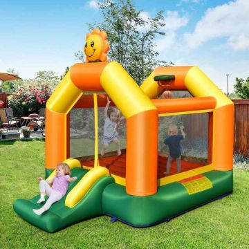 Inflatable children's castle, up to 3 children, Yellow/green/orange, 368 × 270 × 303 cm