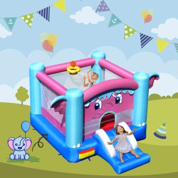 Inflatable children's castle, jumping area, slide, basketball hoop, 255 × 352 × 194 cm