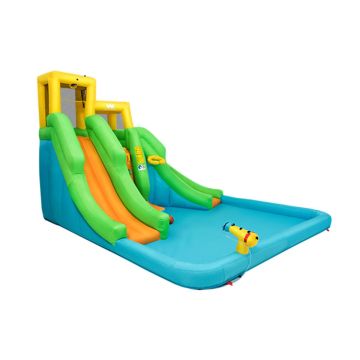 Inflatable water slide, with 2 slides, 400.05 × 360.68 × 255.27 cm