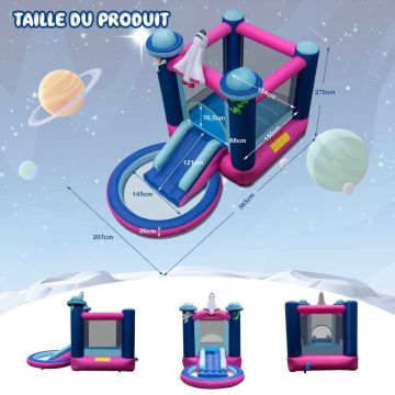 Inflatable water slide for children, up to 3 children, 207 × 393 × 270 cm