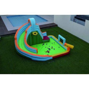 Inflatable water playground, 50 balls, Multicolored, 380 × 380 × 221 cm