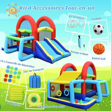 Inflatable play castle, for 3-4 children, 424 × 300 × 240 cm