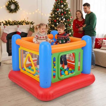 Inflatable trampoline, 3 in 1, red/orange/yellow/blue, 160 × 160 × 124.5 cm