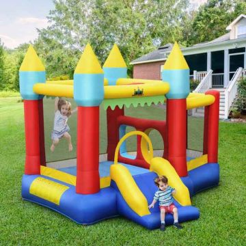 Inflatable trampoline, with slide and basketball, 314 × 300 × 245 cm