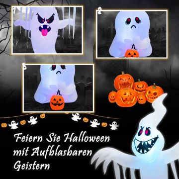 Inflatable Halloween pumpkin ghost, 3 RGB LED lights, 140 × 90 × 310 cm