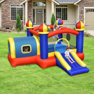 Inflatable children's trampoline with slide, up to 3 children, 372 × 355 × 208 cm