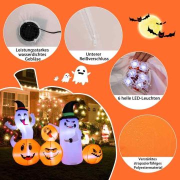 Inflatable Halloween Decoration Set, 2 Ghosts and 4 Pumpkins, 170 × 70 × 125 cm