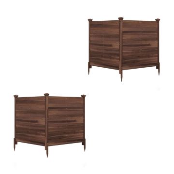 Privacy fence, 2 panels, 3 posts, Brown, 119 × 119 × 115.5 cm