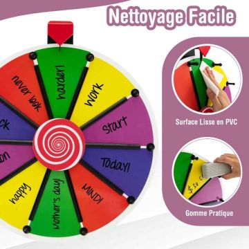 Prize wheel, with marker and eraser
