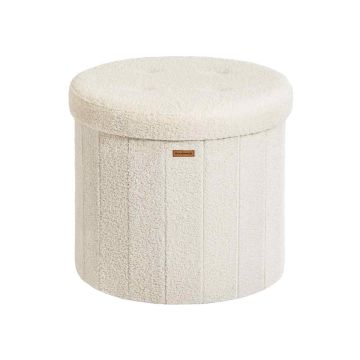 Puhv SONGMICS, Ümmargune volditav hoiukastiga, Valge, Ø 46 × 45 cm