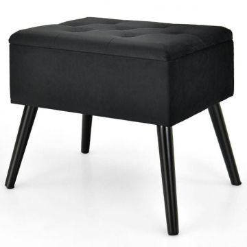 Pouf, With storage compartment, Black, 52 × 46 × 37 cm