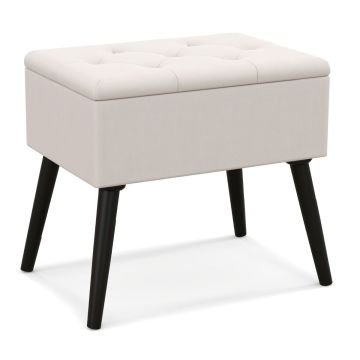 Pouf, With storage compartment, Black/beige/gray, 53.34 × 47 × 38.1 cm